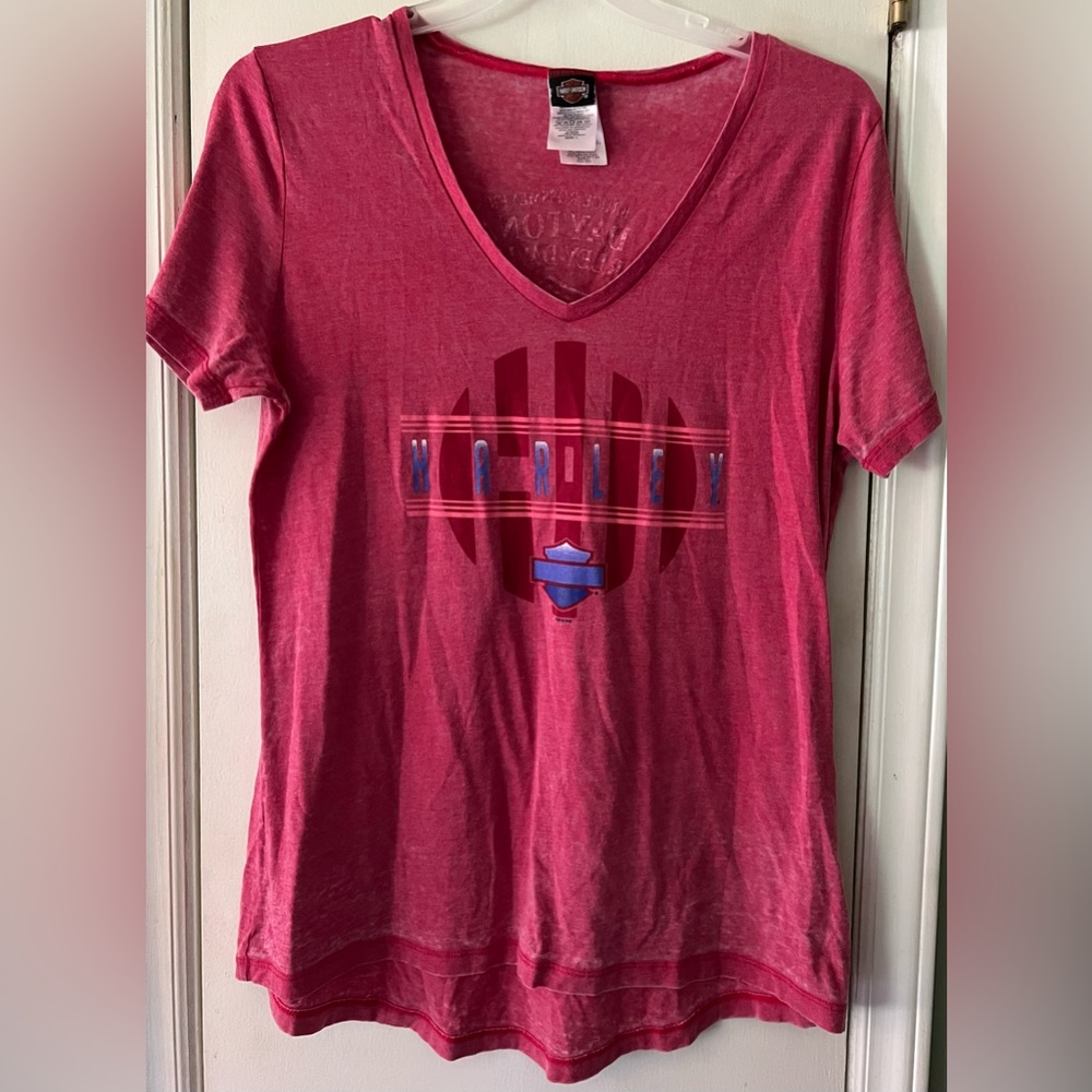 Harley Davidson Daytona Florida T Shirt Womens Red Thin Short Sleeve Large L